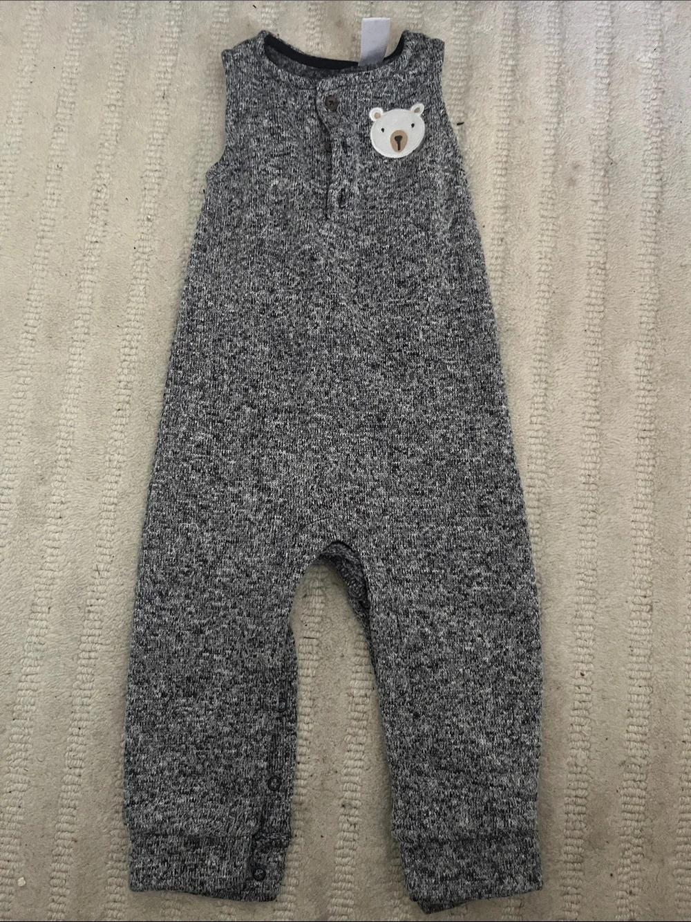 Carter's Gray Knit Sleeveless Bear Romper